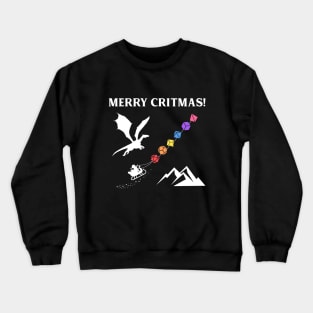 Merry Critmas Santa Claus with Rainbow Polyhedral Dice Set Sleigh Tabletop RPG Collector Crewneck Sweatshirt